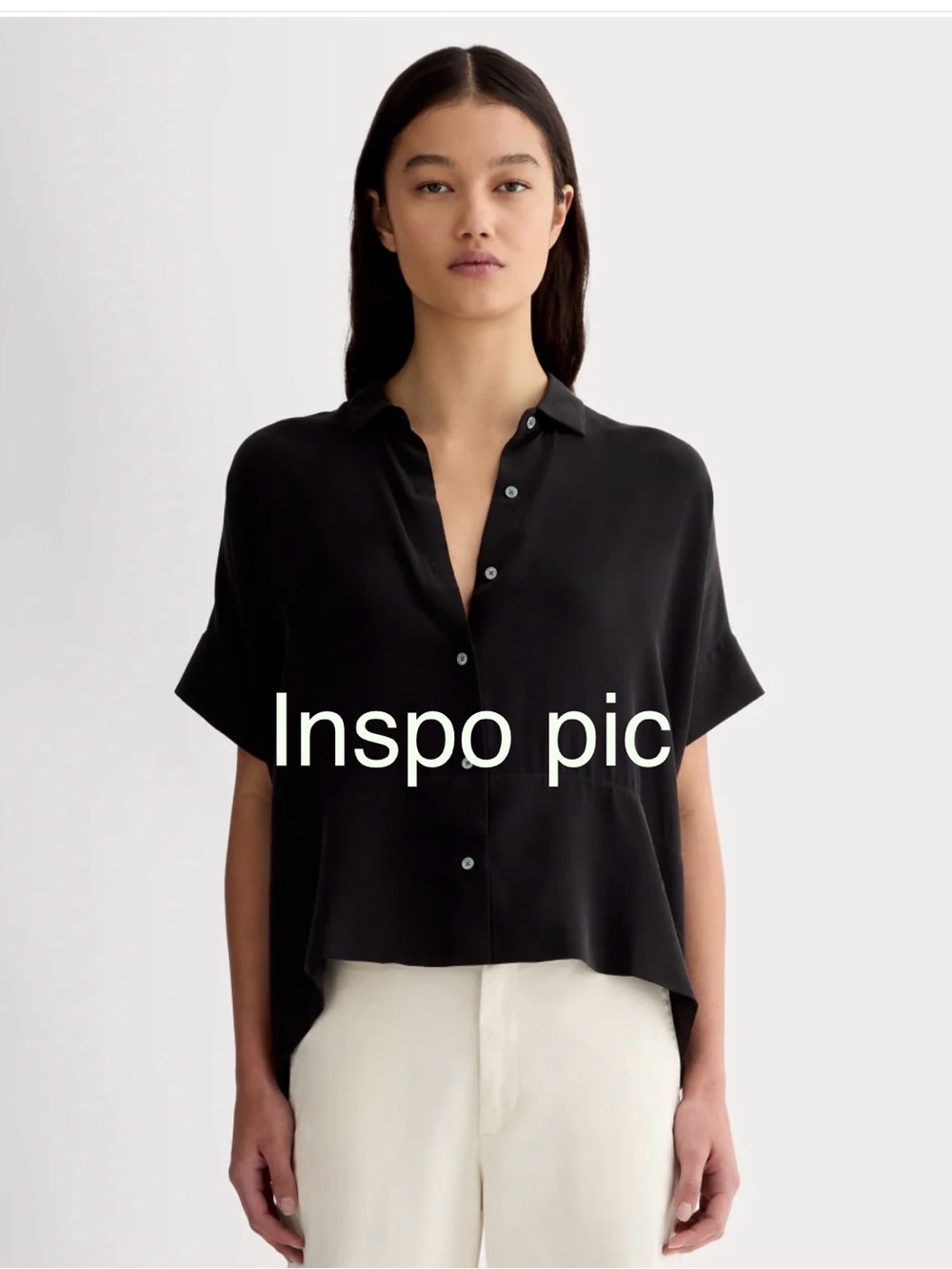 100% Silk Liz Claiborne, Navy Short-Sleeve Button Front Blouse.